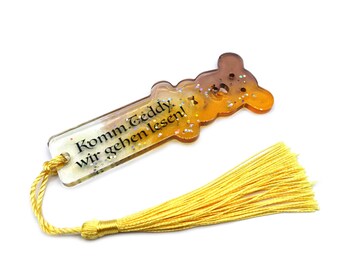Personalizable bookmark with name and saying, teddy bear, aulz35