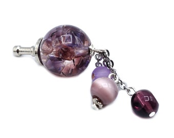 Pendentif de téléphone portable, protection contre la poussière, bijoux de main, violet, bijoux de téléphone portable en résine