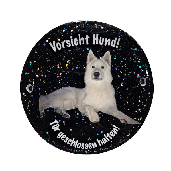 Türschild nach Wunsch, rund, Achtung Hund, Vorsicht Hund, Haustürschild, personalisiert