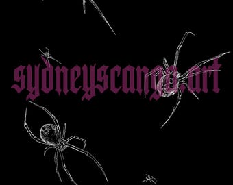 Download digital – Aranhas brancas desenhadas à mão (conjunto de 3) Arte de aranha