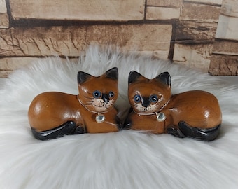 Pairs Wooden Cat, Sitting, Hand Carve, Cat Statue, Cat Figurine, Cat Lover Gift, Cat Decor, Cat Home Decor, Cute Cat, Wooden cat toy