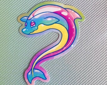 Pegatina de delfín inspirada en Lisa Frank