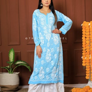 Rubina Dilaik Chikankari Kurta Bollywood Designer Wear Dress