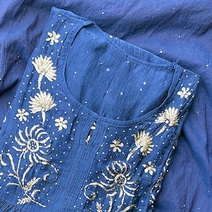 Eid Festive Wear Royal Blue Chanderi Chikankari Anarkali, Semi-Stitched & Elegant, Pakistani Premium Suit, LUXE Collection by TheChikanLabel