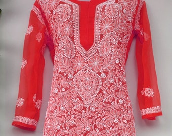 Georgette Chikankari Kurta: Hand Embroidered Ethnic Dress