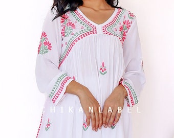 Handmade Lucknowi Chikankari Kurta Palazzo Set: Modal Cotton Ethnic Wear