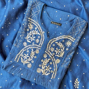 Festive Wear Royal Blue Chanderi Chikankari Anarkali, Semi-Stitched & Elegant, Pakistani Premium Suit, LUXE Collection by TheChikanLabel
