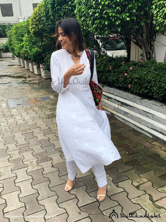 Ropa Ropa para mujer Tops y camisetas Pantalón blanco Nuevo lanzamiento Lucknowi Chikankari pantalón para mujeres bordado Chikankari Pantalón de algodón Vestido para mujeres 