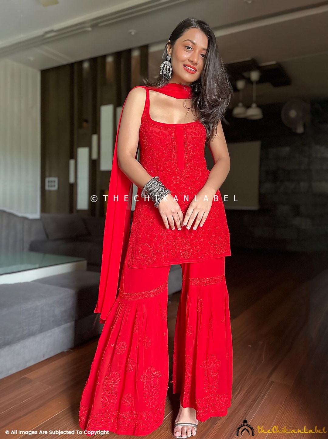 red kurta dress Vivid Red Kurta Set L
