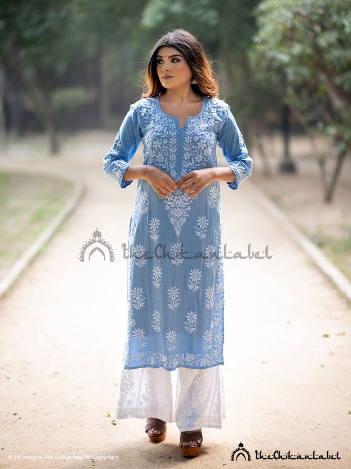Powder Blue Modal Cotton Kurta Thechikanlabel Lucknow Etsy