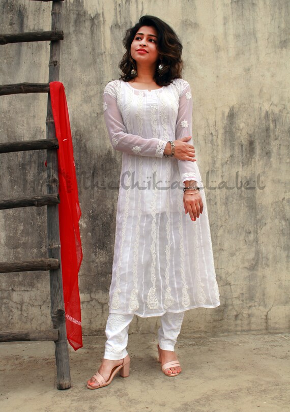 chikan anarkali dress