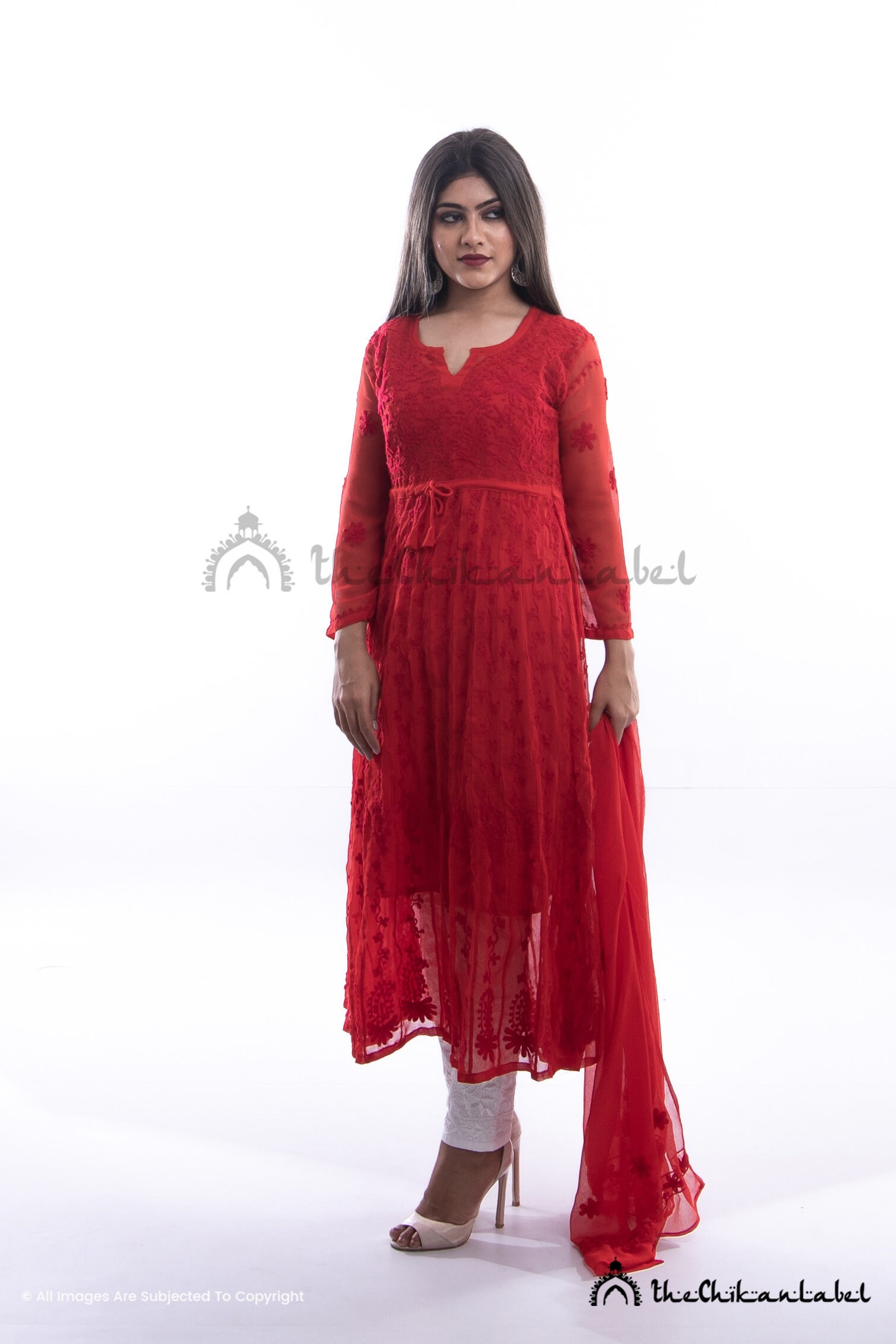 chikankari anarkali kurta