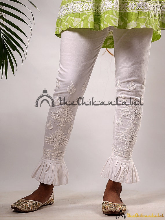White Chikankari Pants Chikankari 