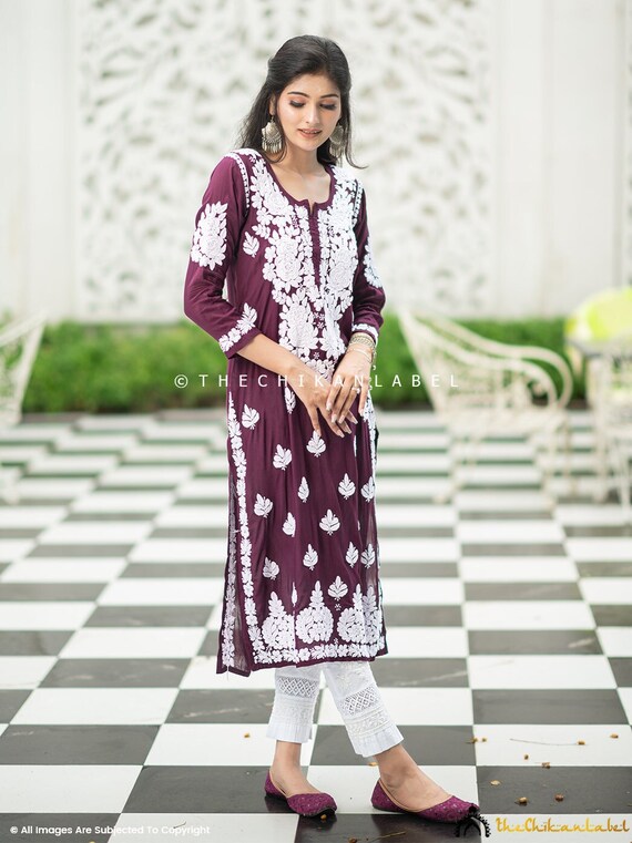 Chikankari Straight Kurti | Lucknow Chikankari Kurti Sets - TheChikanLabel  | Lucknow Chikankari Kurtis & Suits