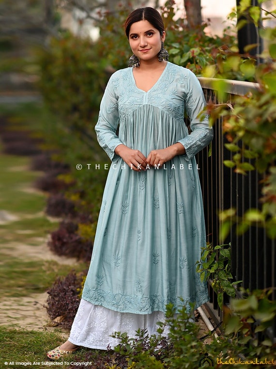 Buy Lucknow Chikan Emporium Nice Hand Embroided Skin Freindly Viscose  Chikankari Yellow Gown kurti With Mukeash - XXXL Online at Best Prices in  India - JioMart.