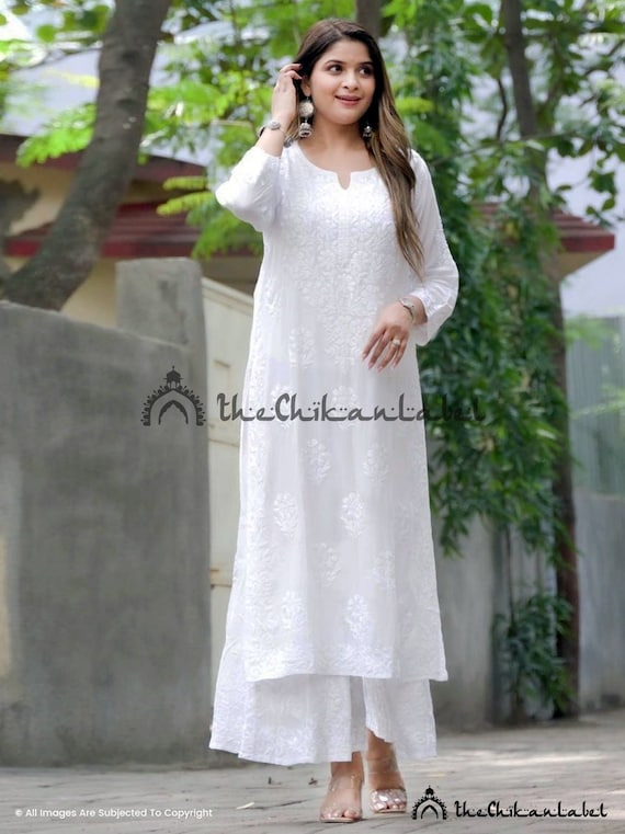 cotton chikankari dress for women Chikankari Kurta For Women Online Okhaistore