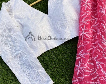 新品未使用＊ヌキテパ＊Chikan Embroidery Blouse White Chikankari Saree Blouse / Free Shipping in US - Etsy