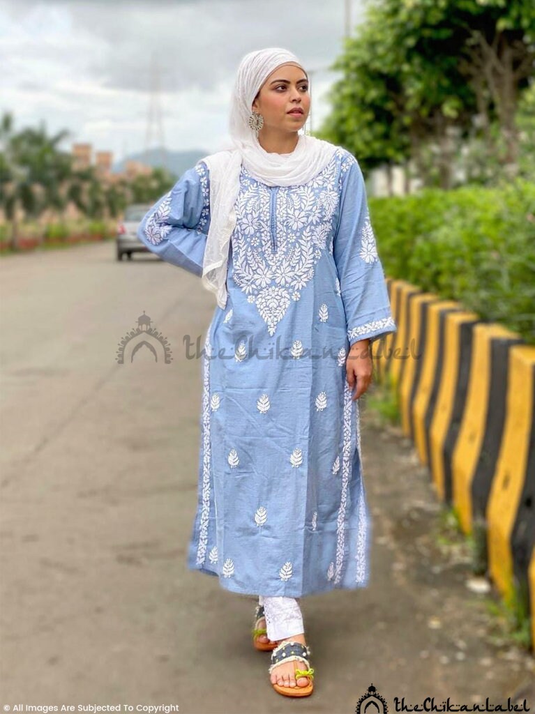 Saba Denim Chikankari Kurti Lucknawi 