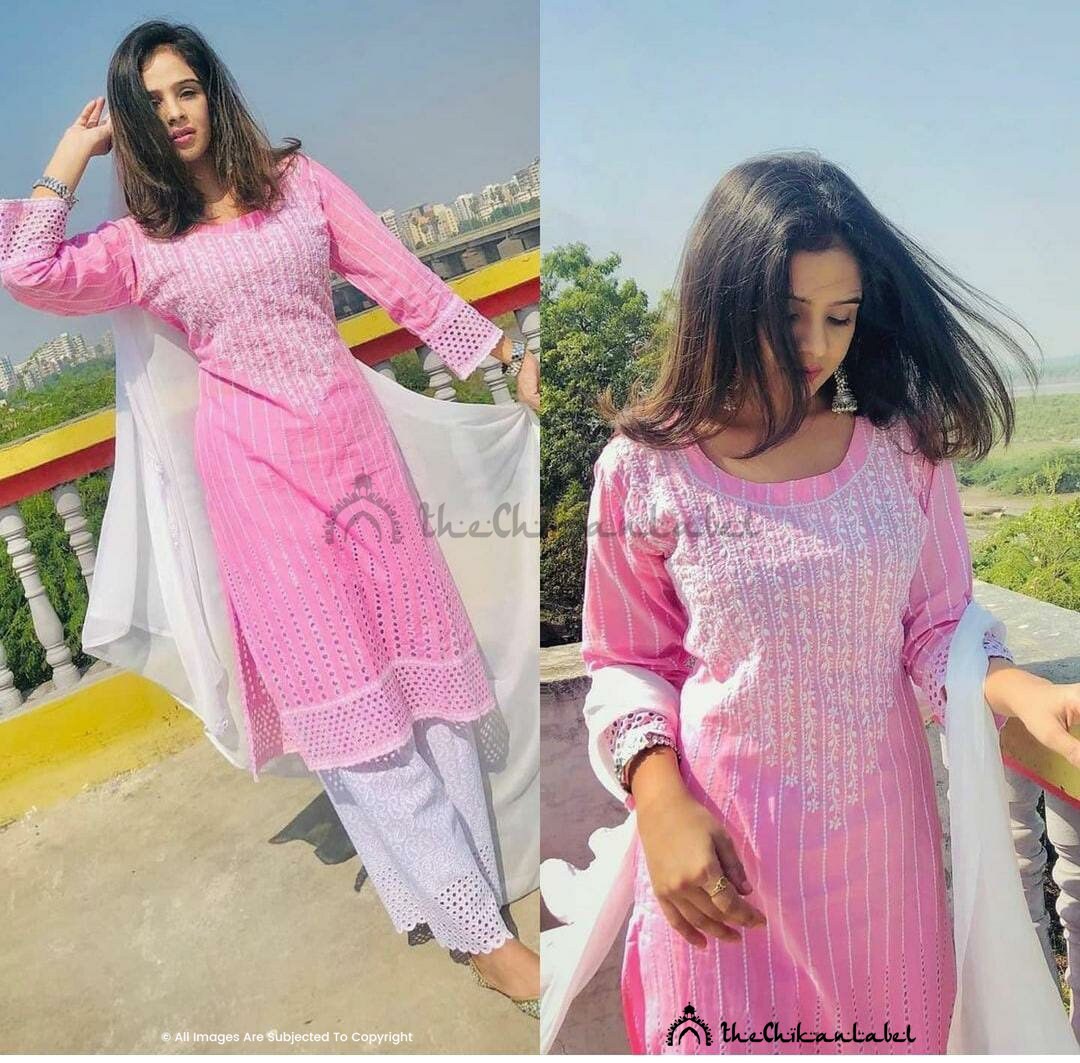 New Trendy Chikankari handwork Kurta Kaftan with inner fancy Kurti summer outfit New Trendy Chikankari handwork Kurta Kaftan with inner fancy Kurti summer outfit