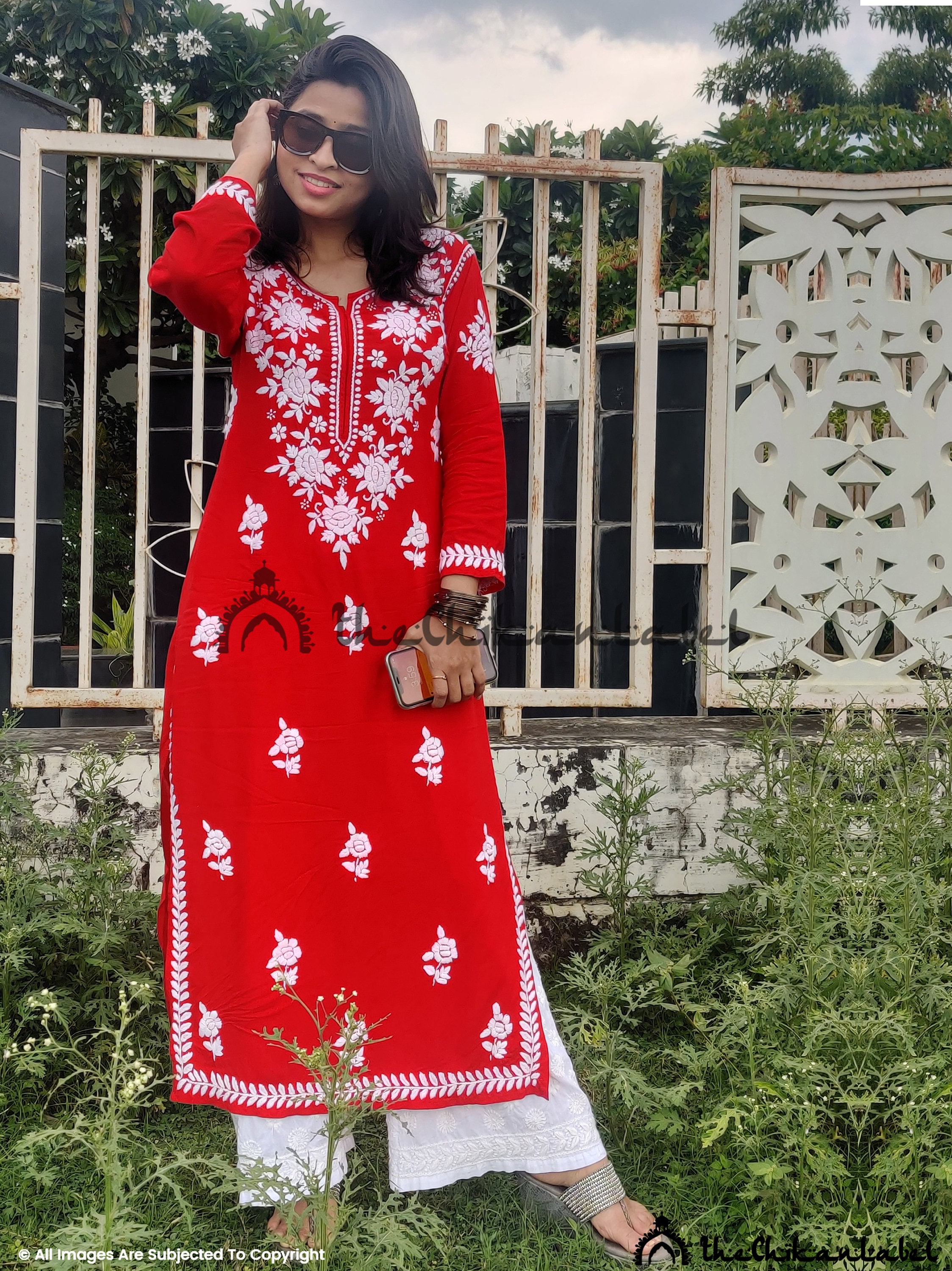 chikankari kurti material online