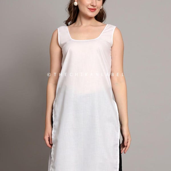 Handgefertigt Baumwolle Kurti Inner Slip - Ärmelloses Futter