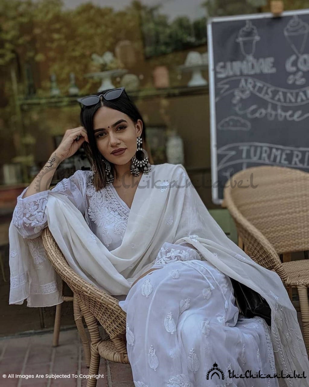 Komal Pandey Chikankari White Georgette 
