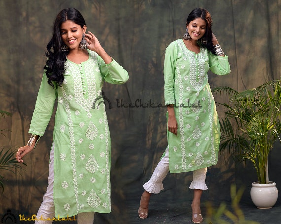 New Indian Lucknawi Chikankari Cotton Kurti Ethnic Handmade Kurta Kaftan Shirt.. New Indian Lucknawi Chikankari Cotton Kurti Ethnic Handmade Kurta Kaftan Shirt..