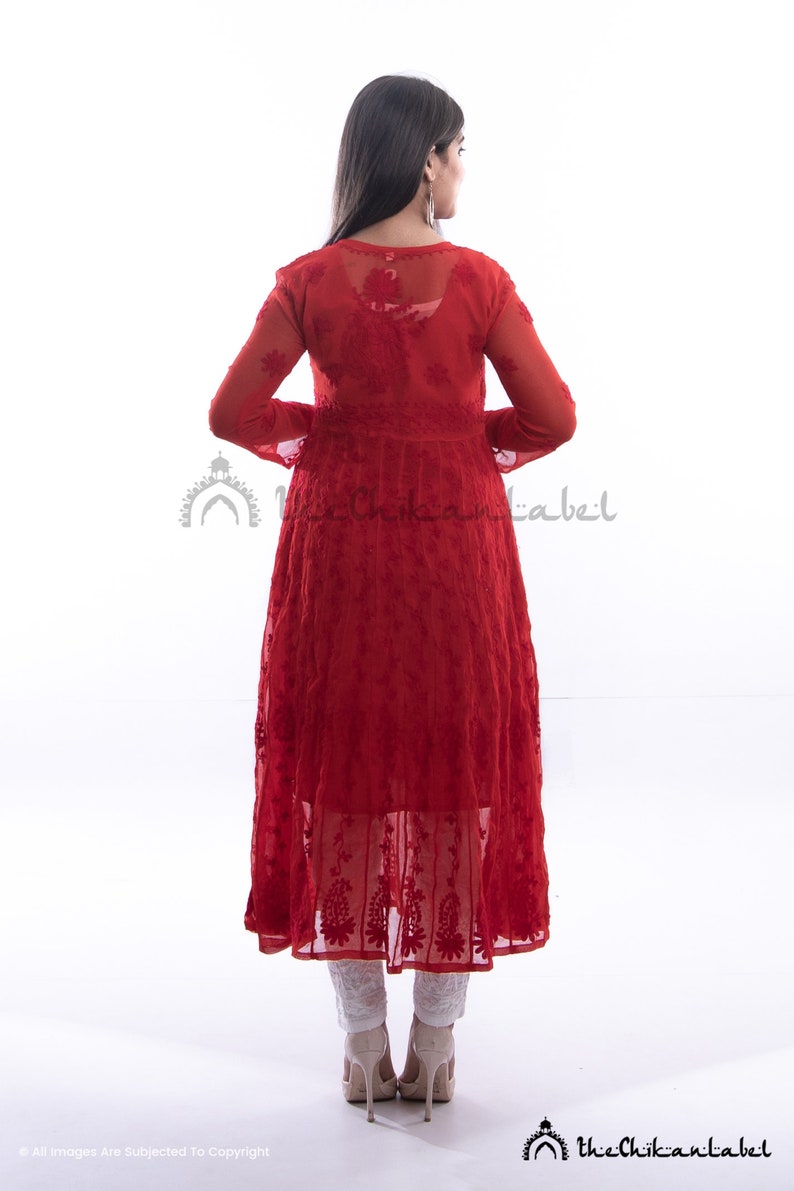 Red Chikankari Suit - Dimple Design Studio