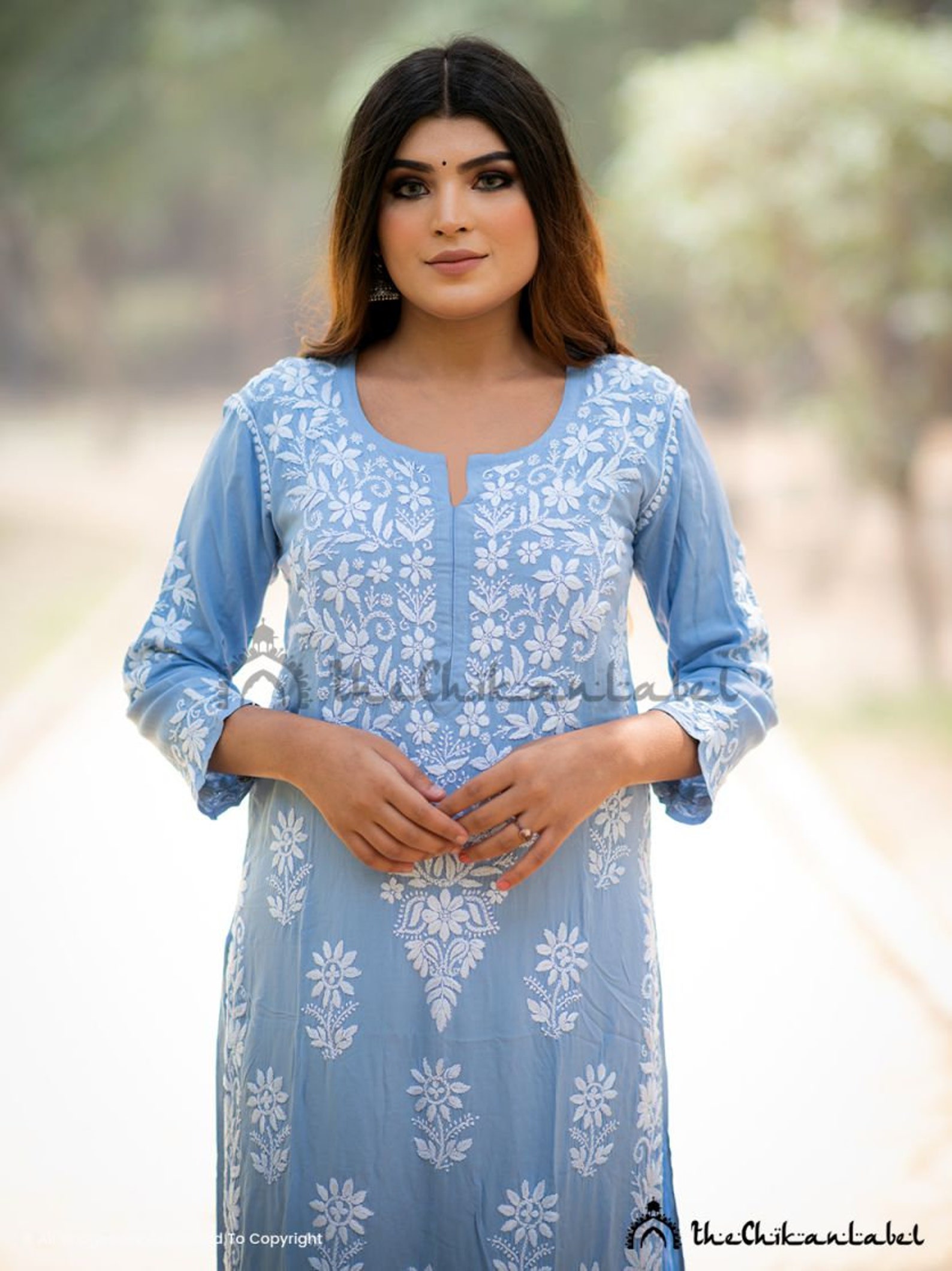 Powder Blue Modal Cotton Kurta Thechikanlabel Lucknow Etsy