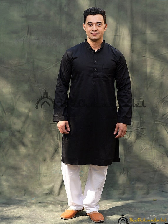 Black Men Kurta Pajama Handmade 
