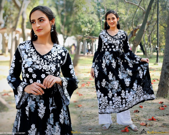 Buy online Black Chikankari Embroidered Short Kurti from Kurta Kurtis for  Women by Seva Chikan for ₹1469 at 33% off | 2024 Limeroad.com