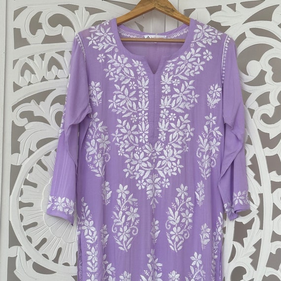 Purple Colored Georgette Kurti - Fashion Wear Designer Lucknowi Top -  Summer Wear Chikankari Dress - Embroidered Beach Wear / Party Wear Top |  Traditional indian dress, Fashion, Designer dresses indian