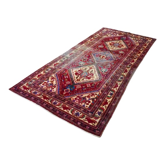 レッド✳︎60×151✳︎ フラワーローズランナートルコヴィンテージラグ