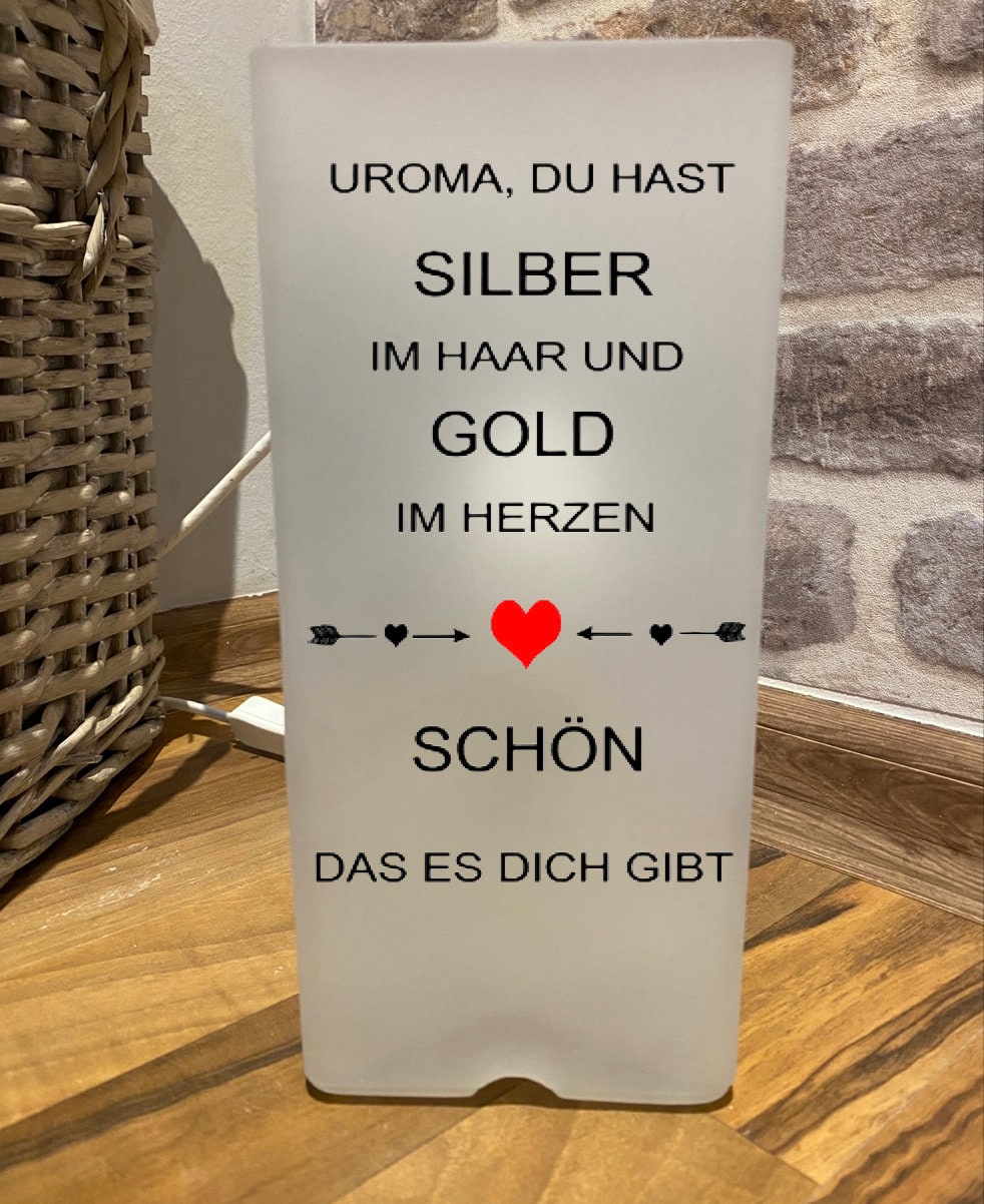 Tischlampe mit Spruch Uroma du Hast Silber im Haar. Etsy