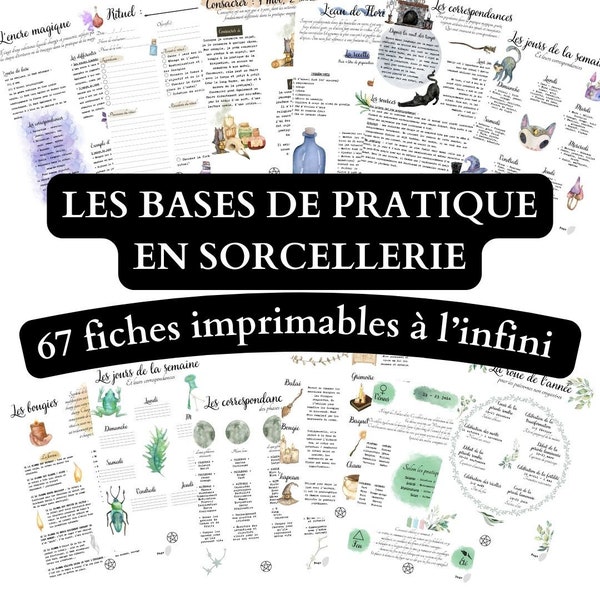 Kit "Bases de pratique en Sorcellerie" Version COULEURS - Pages imprimables pour Grimoire de Sorcière