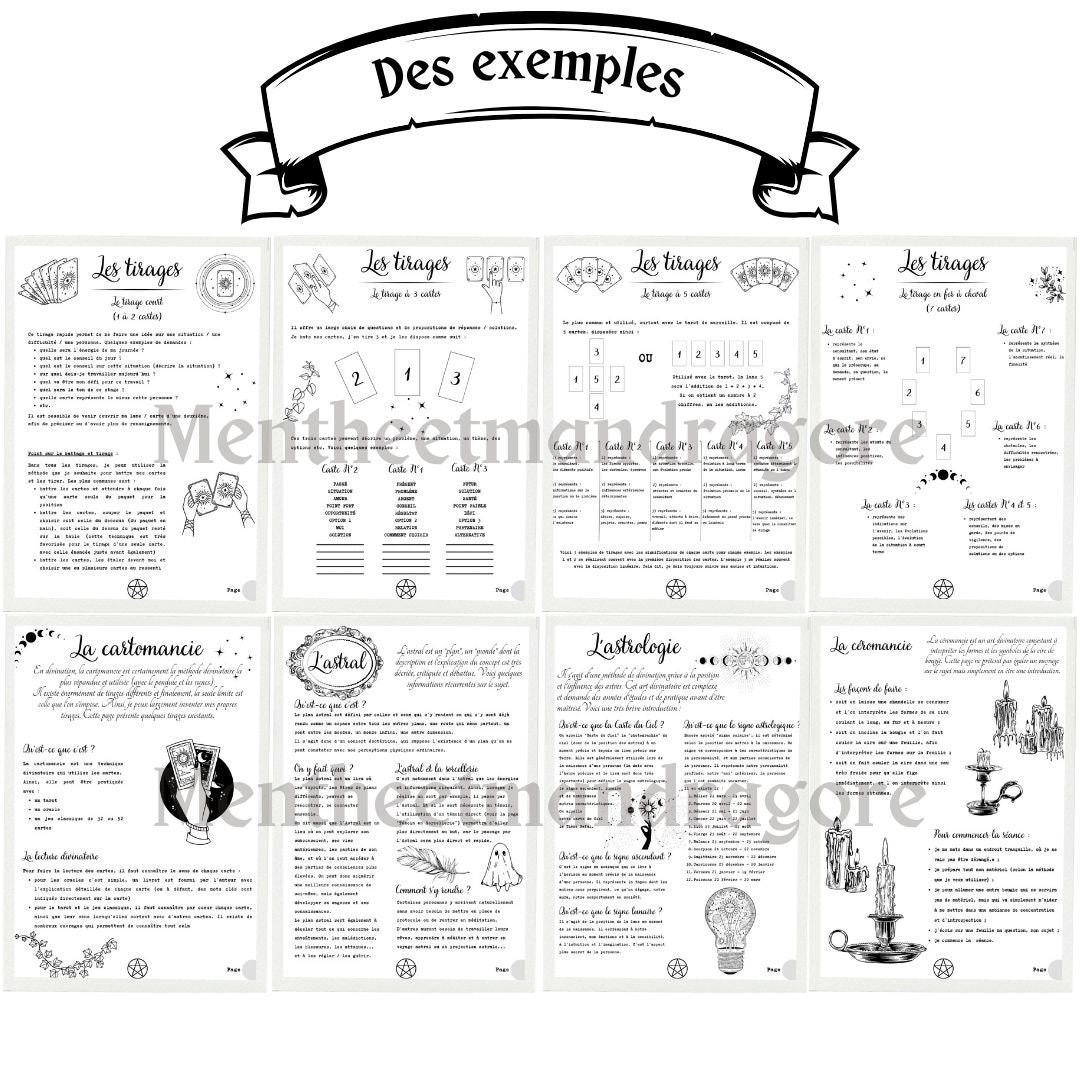 DIVINATION Theme Witch's Grimoire Pages black and White Version - Etsy UK