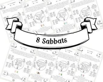 The 8 Sabbats in Witchcraft - Printable Witch's Grimoire Pages Black and White version