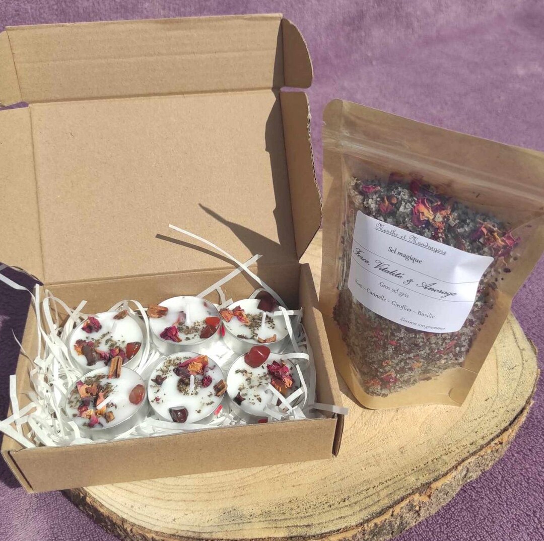 Set of 6 Ritual Candles Ritual Salt Strength Vitality and Anchoring ...