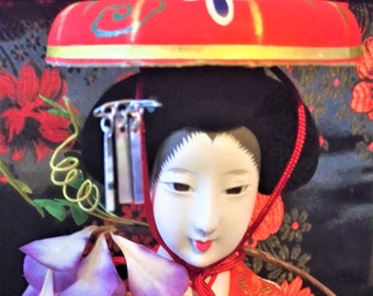 Japanese Geisha Doll in Plastic Case
