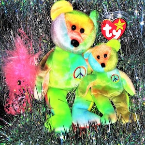 1996 Peace Beanie Baby with ERRORS and BONUS Ornament image 1