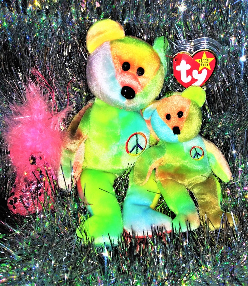 1996 Peace Beanie Baby with ERRORS and BONUS Ornament image 1