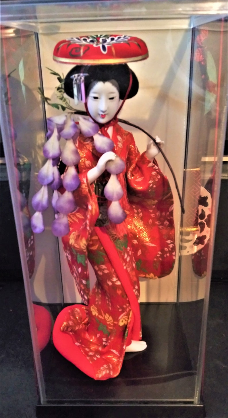 Japanese Geisha Doll in Plastic Case Etsy