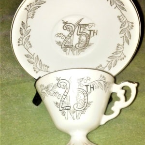 Vintage 25th Anniversary Porcelain Plate and Teacup
