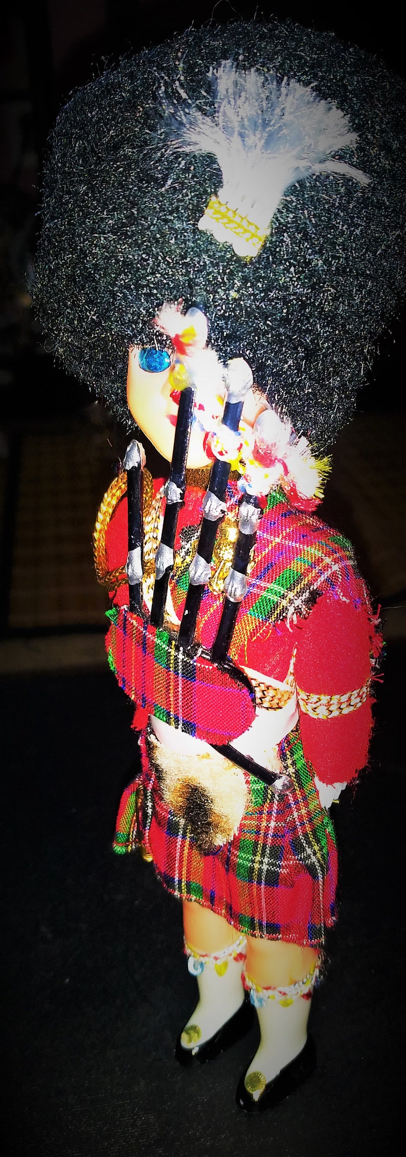 Vintage Scottish Bagpiper Souvenir Doll Etsy