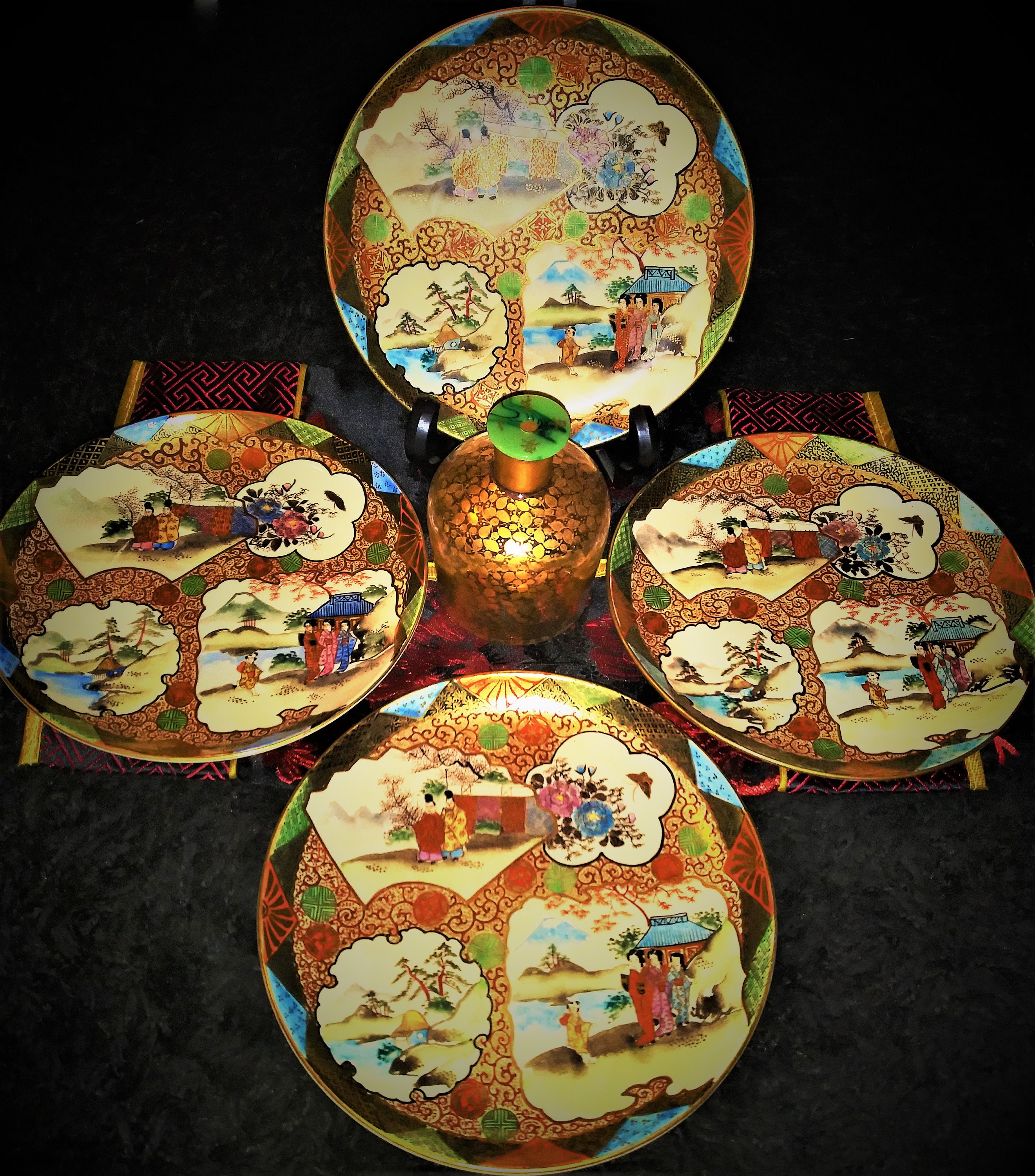 4 Old Authentic Antique Satsuma Kutani Plates Etsy UK