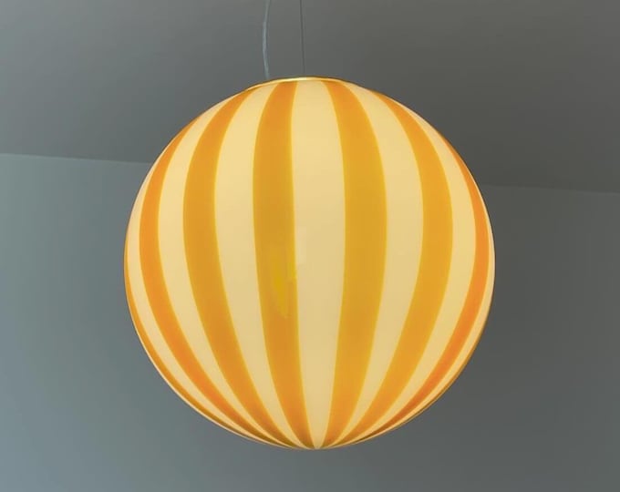 Amber yellow FILIGRANA MURANO STRIPES lamp - handmade by Murano glass masters sphere 40