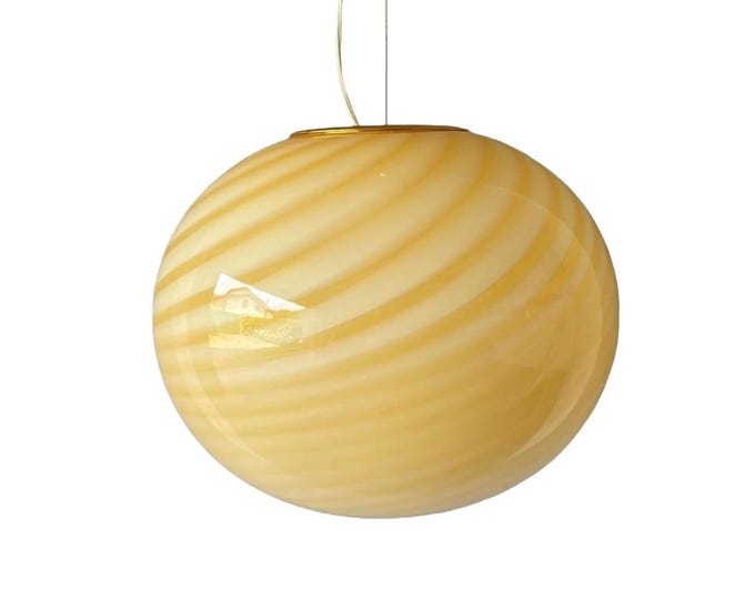 AMBER MURANO large ceiling lamp with swirl rigadin glass