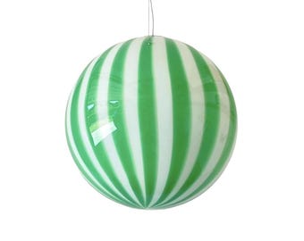 FILIGREE MURANO STRIPES Large Green Lamp - handmade by Murano glass masters, silver frame