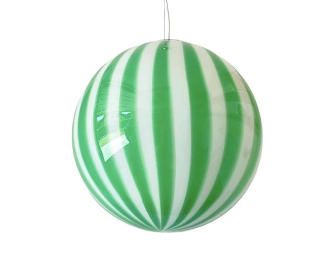 FILIGREE MURANO STRIPES Large Green Lamp - handmade by Murano glass masters, silver frame