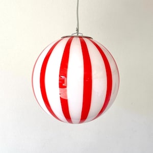 Filigraan Murano Stripes lamp, rood - handgemaakt door Murano glasmeesters, 30 cm, zilver/chromen frame